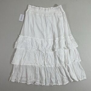 Women's Studio West White Skirt Size M Elastic Waist Casual